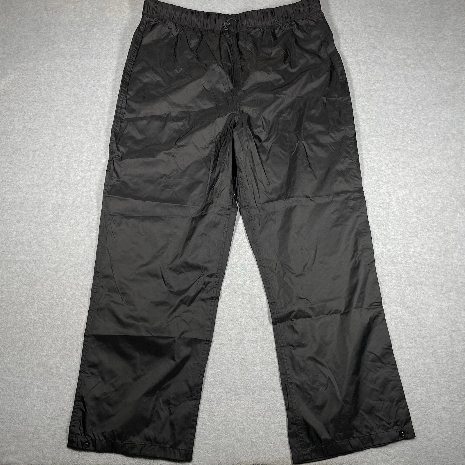 Bass Pro Shop Pants Mens Extra Large Black Nylon Rain Pants Taped Seams Solid