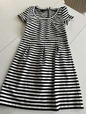 Stripped Zipper Back Knee Length Dress Size Small Black White