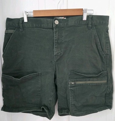 Ripton Shorts Mens 38 Green Denim Cargo Stretch Casual Workwear Utility Y2K