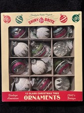 Shiny Brite/Christopher Radko Medium Size Christmas Ornaments With Tinsel NIB