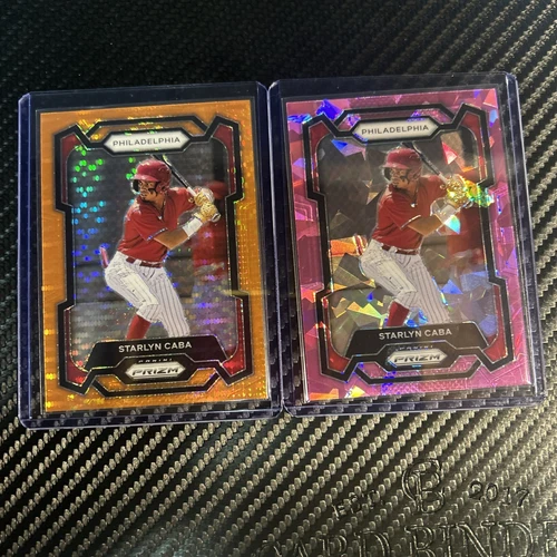 ⚾️2024 Panini Prizm Baseball Starlyn Caba Orange Pulsar 319/399 & Pink ICE