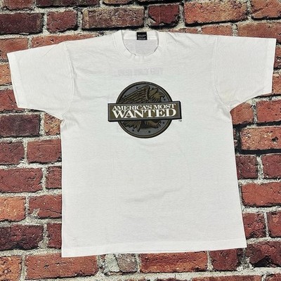 Vintage Americas Most Wanted Fox TV Show Promo Graphic T Shirt John Walsh 90s L