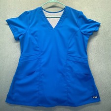Grey's Anatomy BARCO SCRUB TOP 3. pocket V neck Size Large Blue NWOT