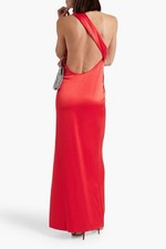Alice & Olivia Paulette Fitted One Shoulder Crepe-Satin POPPY RED NWT SZ 14