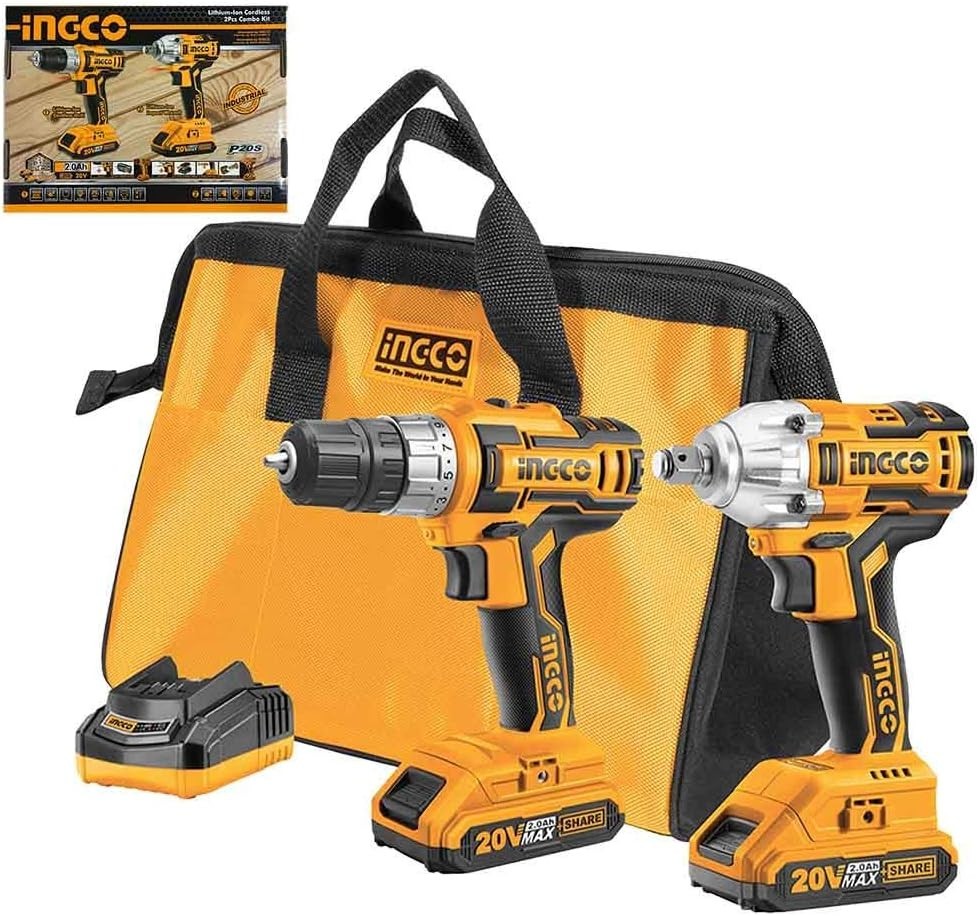 Ingco CKLI2007 Set Trapano Avvitatore e Avvitatore A Impulsi A Batteria foto 2
