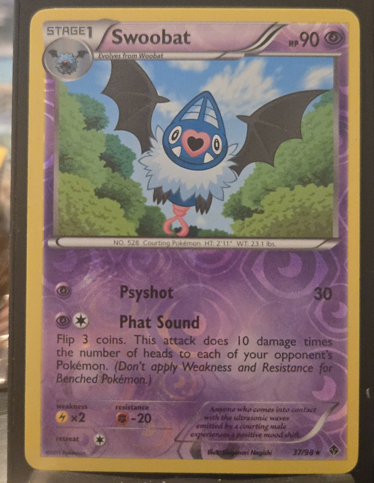 Pokemon TCG Emerging Powers 37/98 - SWOOBAT, Regular Unlimited Rare LP