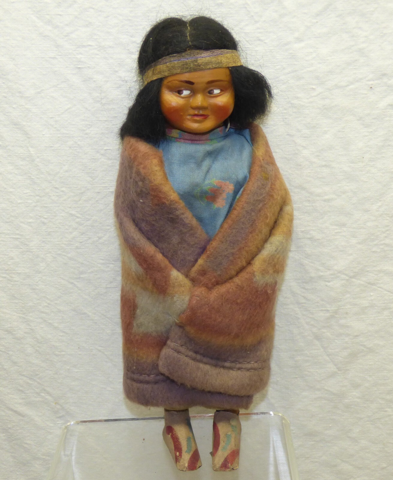 Skookum Dolls 9 7/8" Male & 9" Female w Taped Feet & Side Glancing Eyes Vtg Pair