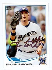 Travis Ishikawa autographed baseball card (Milwaukee Brewers) 2013 Topps #45