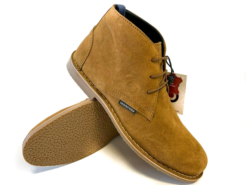 Lambretta Mens Desert Boots Leather Ankle Carnaby 3 Eye Lace Suede
