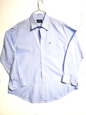 Nautica Shirt Men Size 17 34/35 Classic Fit Blue Long Sleeve Button Up Casual