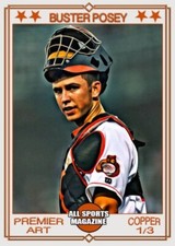 2017 BUSTER POSEY SFG 2/3  ORIGINAL PRINT ART SKETCH CARD - COPPER EDITION