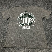Michigan State Shirt Mens L Gray Adidas Basketball Spartans Final Four NCAA 0142