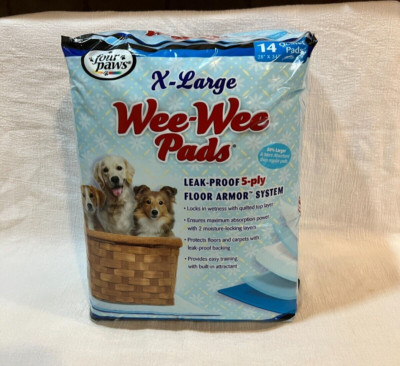 Wee-Wee Pads 14 count  quilted 5 layer Extra Large White 28'' x 34'' Four Paws
