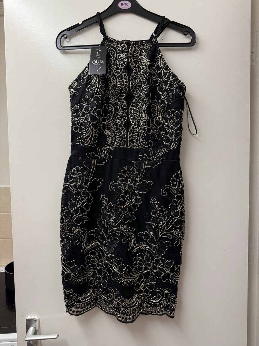 Quiz Black And Gold Sequence Dress. | eBay UK