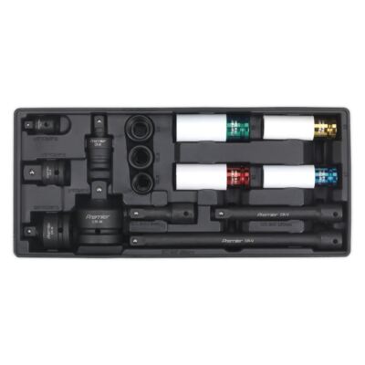 Sealey TBT25 Werkzeugablage mit Schlagschrauber-Steckschlüssel & Adapter-Set 15-teilig metrisch