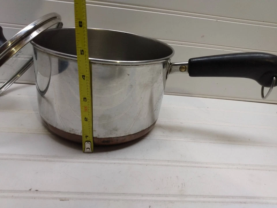 Revere Ware 3 Qt Saucepan Copper Clad Stainless Sauté Pot Frying Pan & Glass Lid - Image 4 of 4