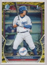 * 2023 Bowman Chrome Prospects Yellow Lunar Refractors #BCP-138 YEINER FERNANDEZ
