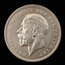 1935 George V Silver Crown Coin in good condition with clear detail on edge