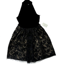 VINCE CAMUTO Sequin Detail Halter Neck Cocktail Dress Black Size 10 NWT $248