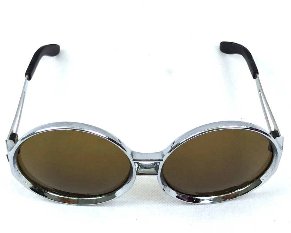 Gafas de sol redondas metálicas vintage Rockabilly Italia Roma años 60 unisex 62-18 140 Foto 4 de 4