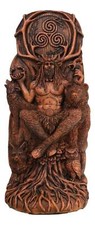 Seated Celtic Horned God Cernunnos Cobra Bear...