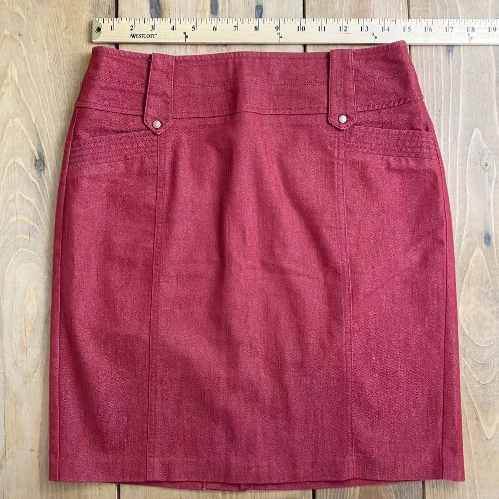 Worthington Red Denim Pencil Skirt 8P