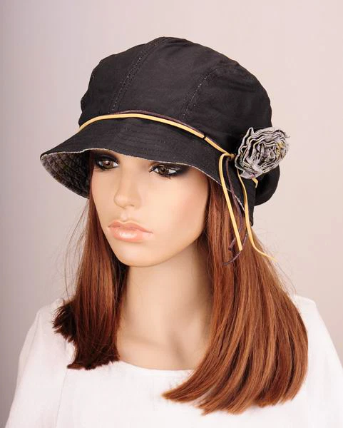 NM265 Negro Belleza Flor Algodón Sombrero Ala Redonda Gorra Cloche Verano Otoño Lindo Foto 4 de 4