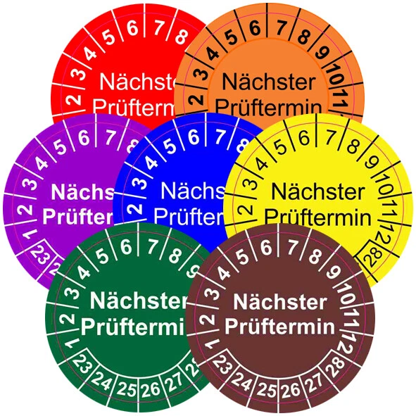 DIGITALPRINT ORAFOL GLANZ FOLIE Aufkleber Prüfplaketten nächster Prüftermin VIOLETT 20 mm 30 mm 40 mm MATT