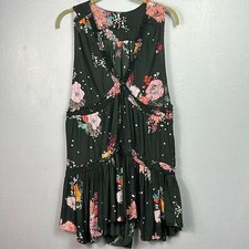 Free People Urban Outfitters Gray Floral Sleeveless Ruffle Tunic Top Medium