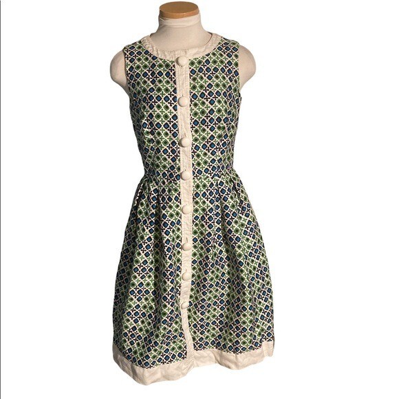 Donna Morgan Button Down Retro Patterned Dress Si… - image 1