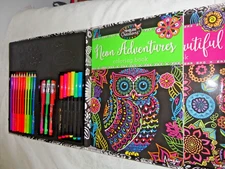 RA-Z-ART TIMELESS CREATIONS NEON MULTICOLOR ART DRAWING SET CHILD & ADULT W CASE