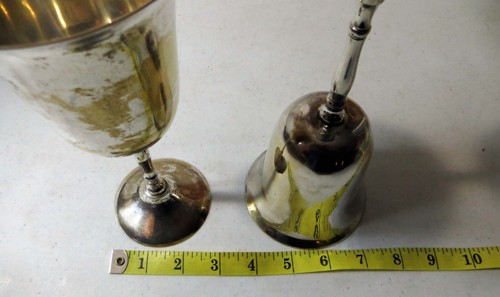 Vintage Silver plated over Brass Goblet Pair - Picture 8 of 8