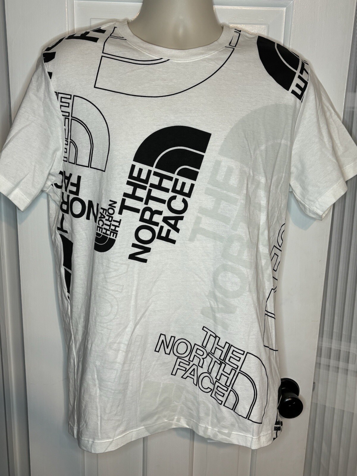 North Face All Over Print Logo Graphic Tee - Men's White Medium