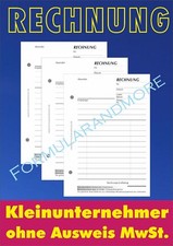3 Stück RECHNUNGSBLOCK für Kleinunternehmer,DIN A6, a 100 BLATT,gelocht,Quittung