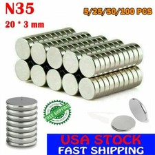5/25/100x Disc Neodymium Magnets Adhesive Backing Rare-Earth 20 x 3mm Magnet LOT