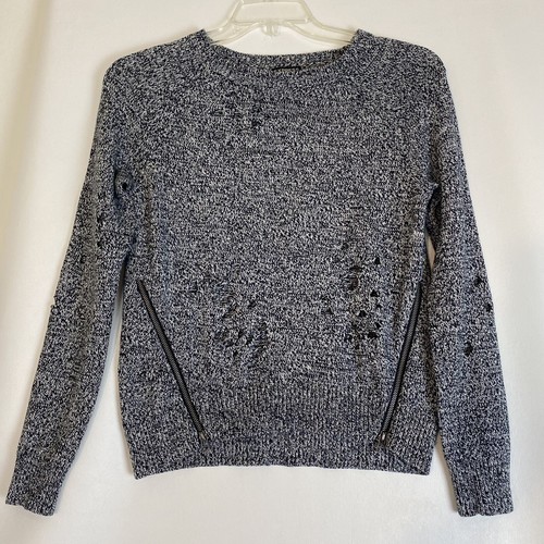 Express Women White Black Crew Neck 