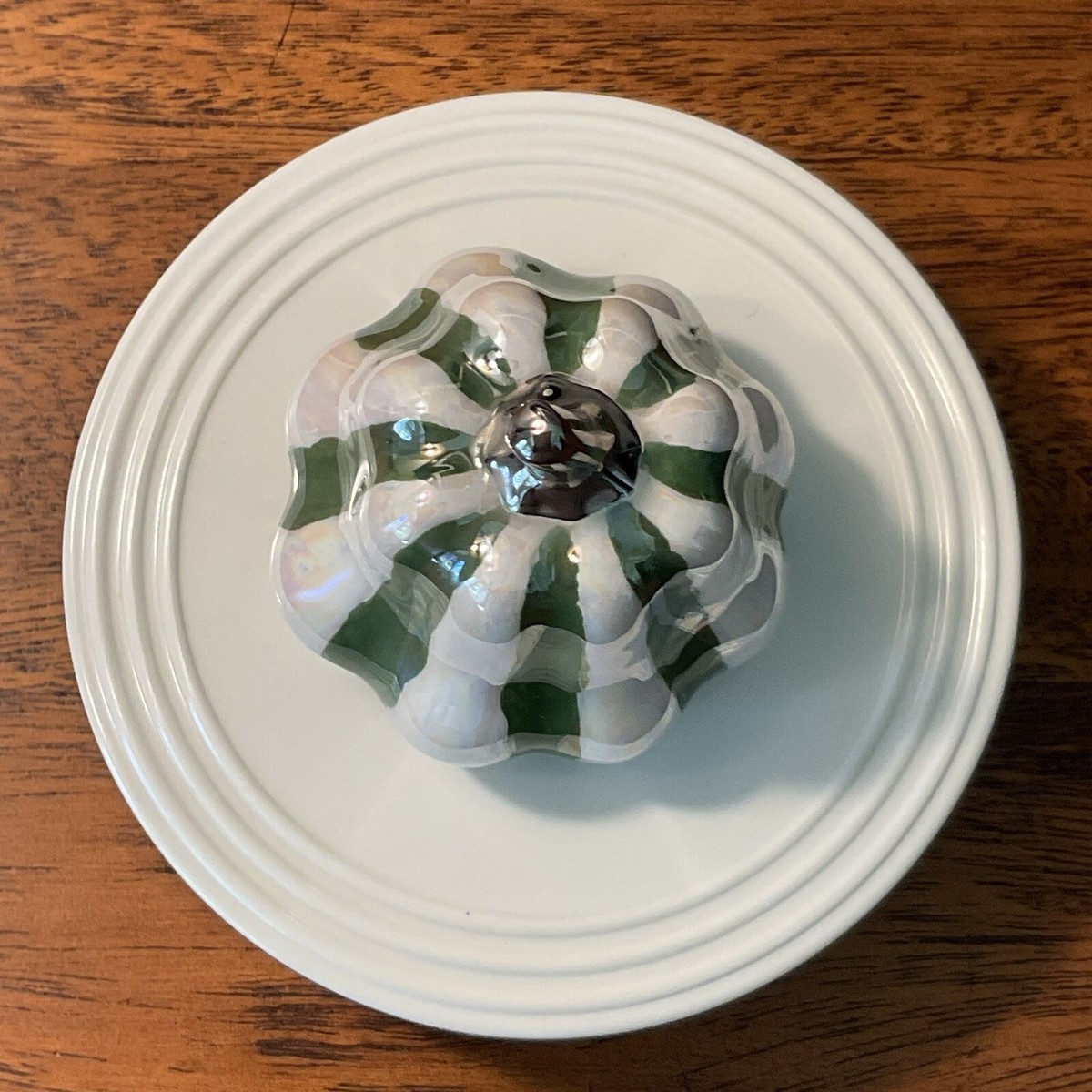 Nora Fleming Retired A124 “Harvest Happiness” Green & White Gourd