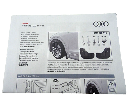 Audi Q8 S-Line 2019- Front Mudflaps Black 4M8075116 New Genuine - Picture 6 of 18
