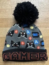 Children’s Place Gamer Stocking Cap Cuffed Winter Hat beanie black Gamer L/XL 8+