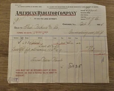 1895 American Radiator Company Billhead Receipt Chicago Illinois