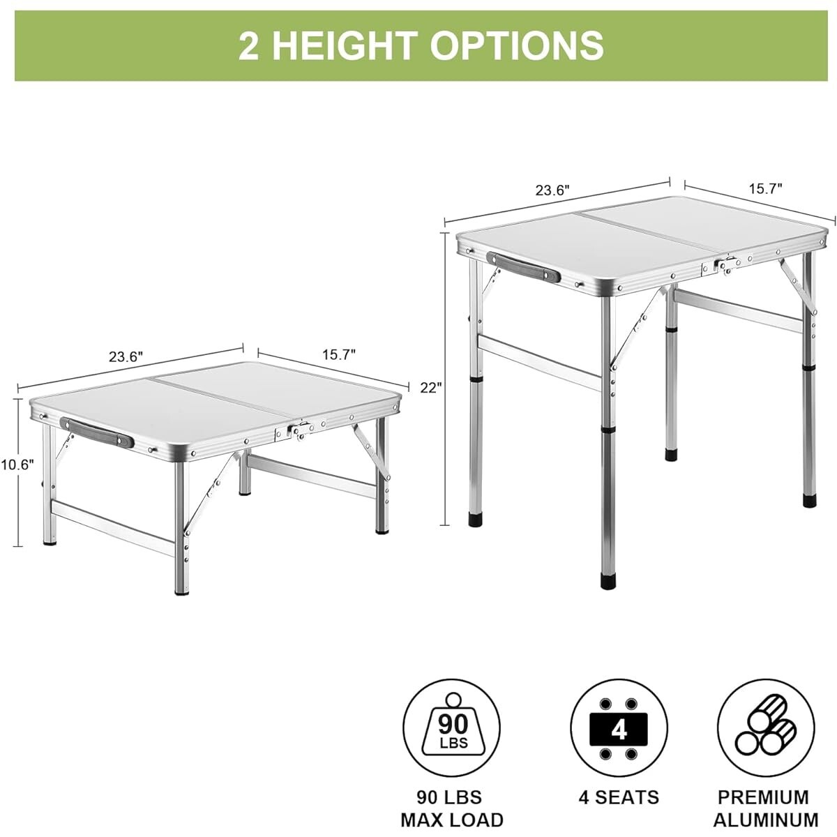 Small Folding Camping Table 2ft Portable Lightweight Table w Adjustable