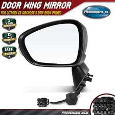 Electric Door Wing Mirror Passenger Side for Citroen C3 Aircross II 17-24 Primed