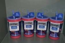 4 Contigo Kid's Spill-Proof Tumbler With Straw, 14 oz Each, Raining Cats/Dogs