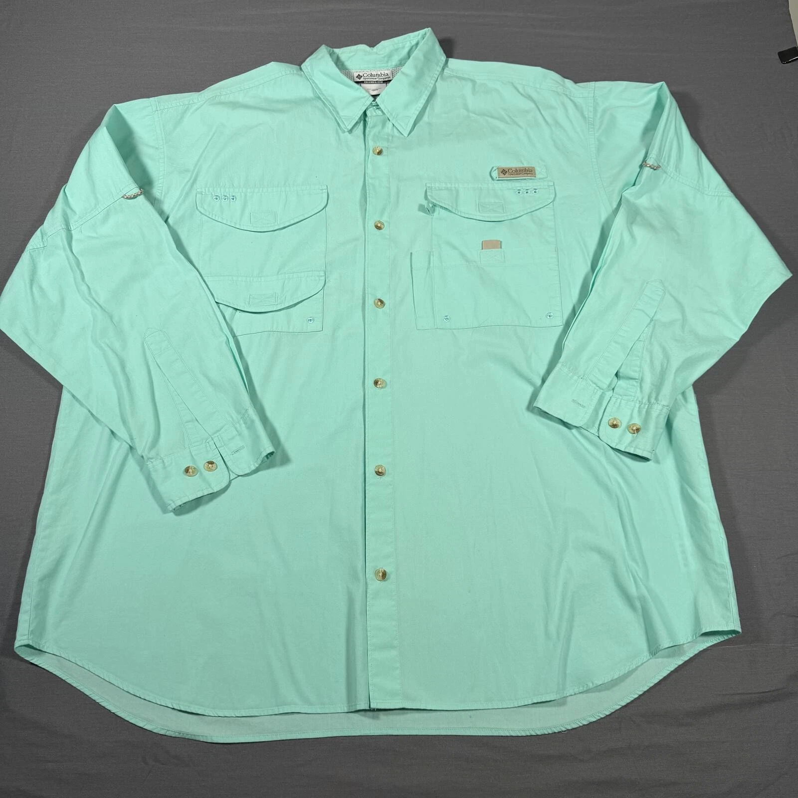 Columbia Sportswear Men's XXL Long Sleeve PFG Fishing Shirt Mint Green