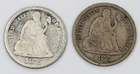 1875 1875-S Liberty Seated Dime Silver 10c Lot of 2