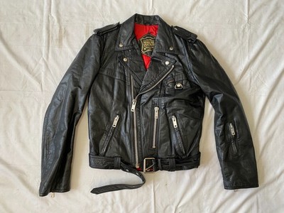 vintage PETROFF biker d ring leather jacket motorcycle black M 38-42? lewis punk
