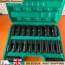 Professional 20Pcs Deep Impact Socket Set 6 Point Heavy Duty Garage Equipment