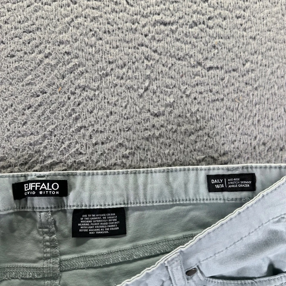 Pantalones chinos Buffalo David Bitton para mujer 16/36 verde azulado elásticos ajustados al tobillo grazer Foto 3 de 4