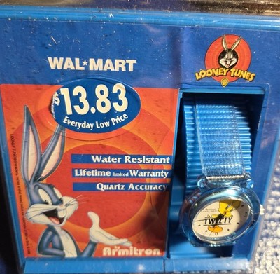Vintage Armitron Looney Tunes Tweety Analog Watch Walmart Display Case NOS 1990s