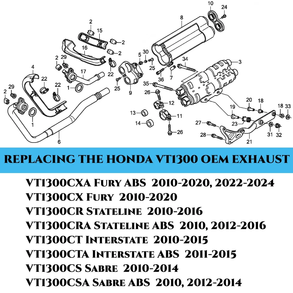 LAF Drag Pipes for Honda VT1300 Fury/Sabre/Stateline/Interstate 2010-2024 - Image 2 of 4